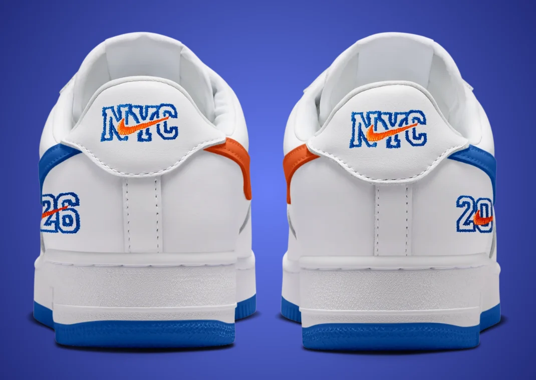 Nike Air Force 1 ’01 NYC — white, Brilliant Orange and Rush Blue